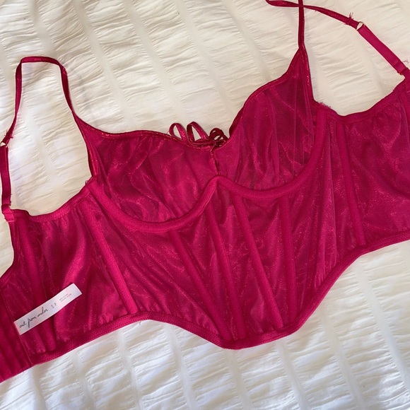 UO Satin Corset Top - Pink - Picture 3 of 4